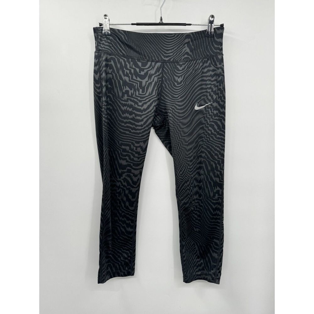 Nike M Cropped Leggings Womens Gray Black Wave Pattern Zipper Pocket 902255-787